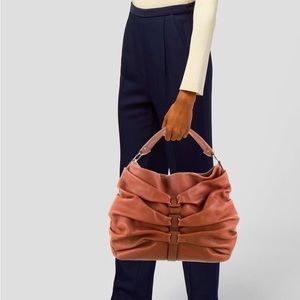 Salvatore Ferragamo Salmon Leather Ruched Hobo Bag [GG-21B247]